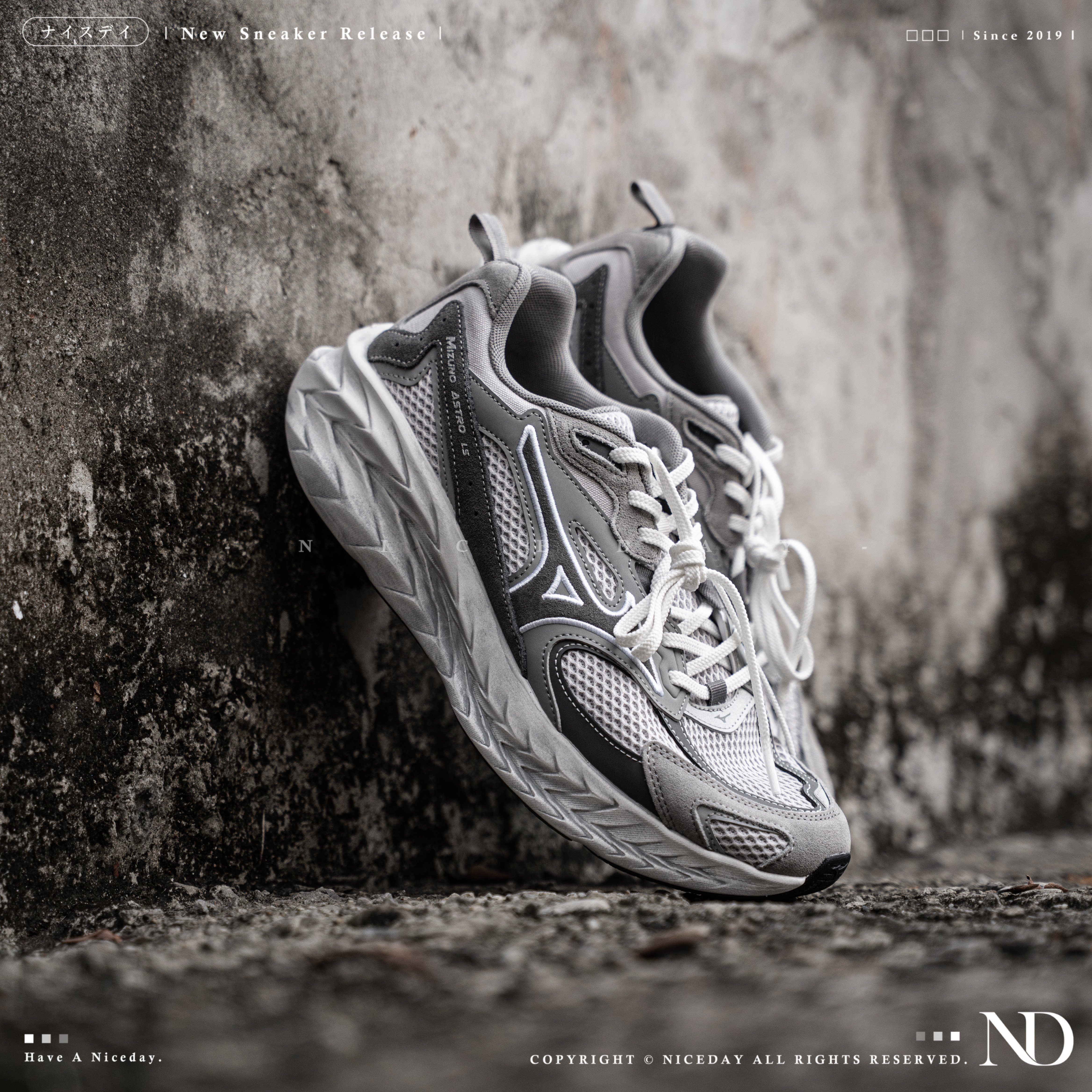 NICEDAY 代購 Mizuno Astro LS 灰 做舊 復古 灰白 慢跑 機能 D1GH252106