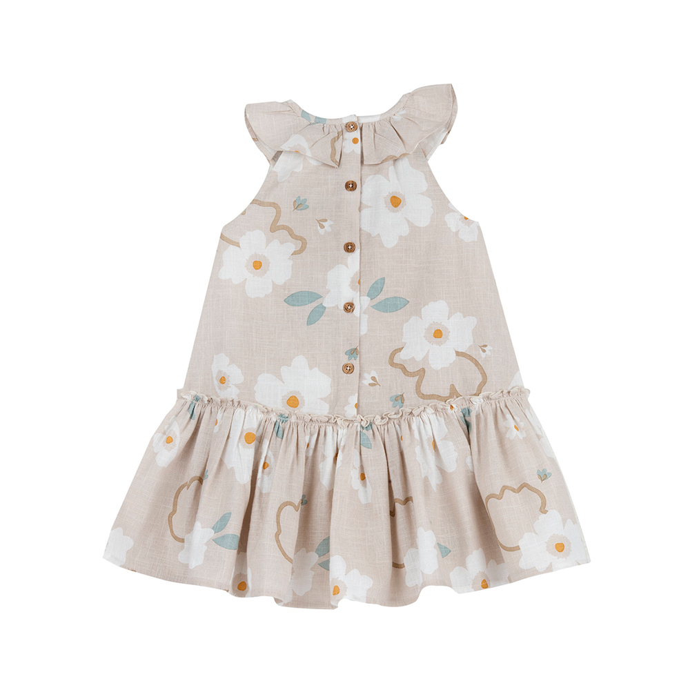 浪漫花都-滿版花朵荷葉領背心洋裝