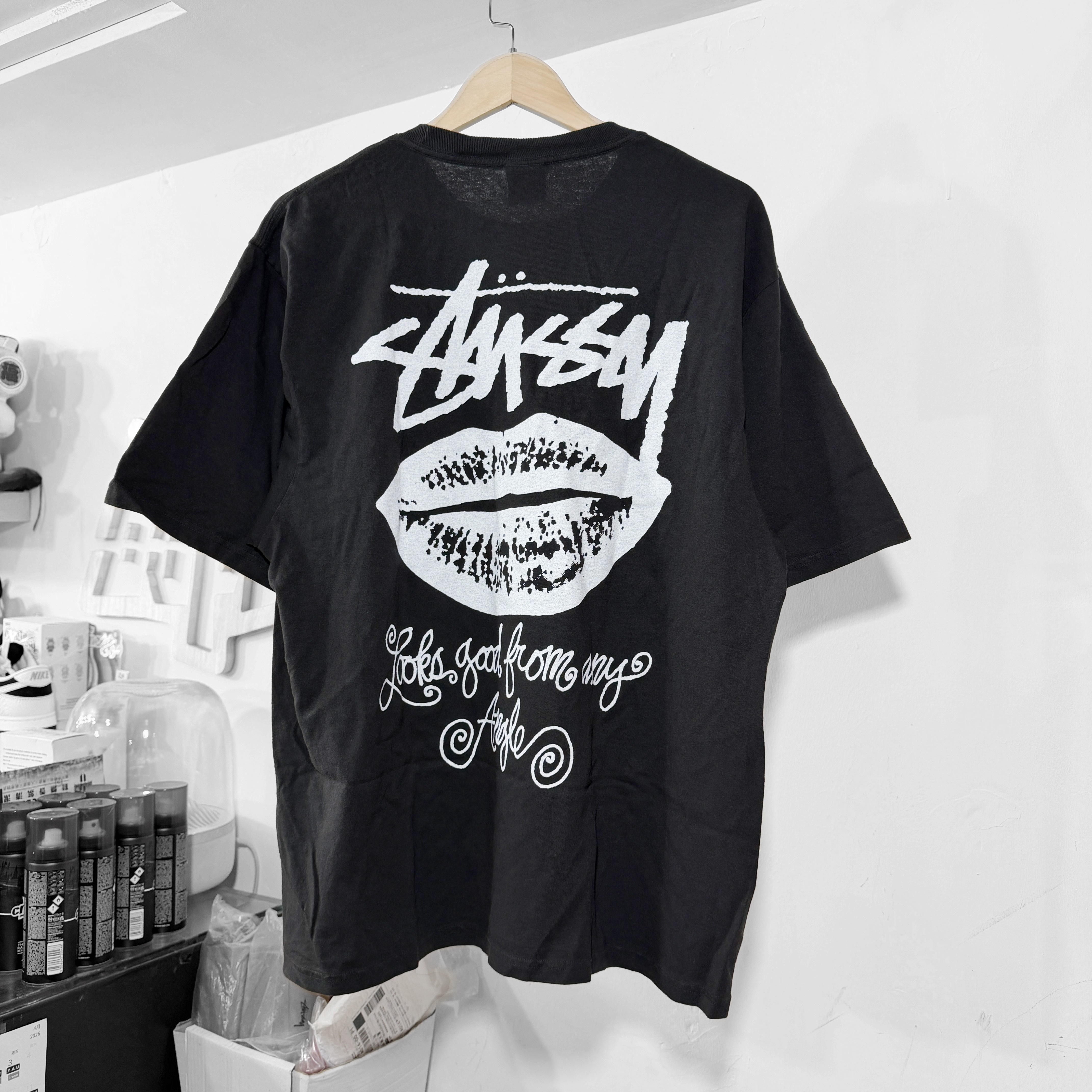 STUSSY ANY ANGLE TEE PIGMENT DYED BLACK 洗水黑色