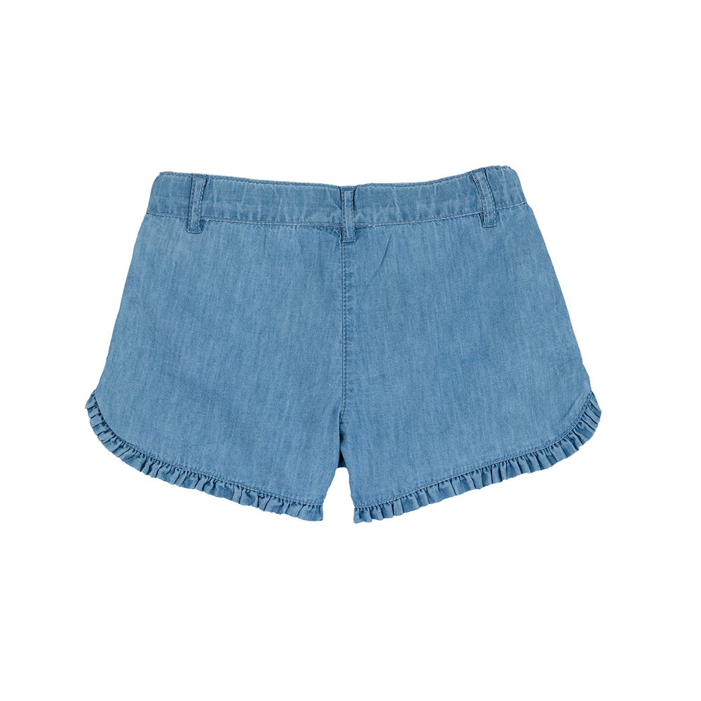 浪漫花都-荷葉邊輕薄牛仔短褲