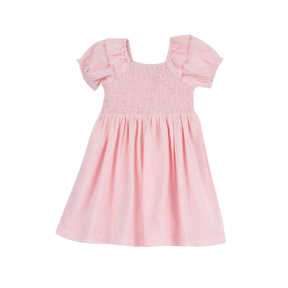 浪漫花都-泡泡袖車縐洋裝