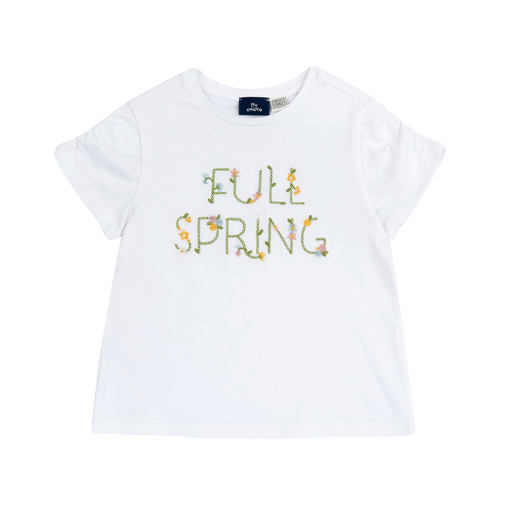 浪漫花都-繡花朵字短袖上衣