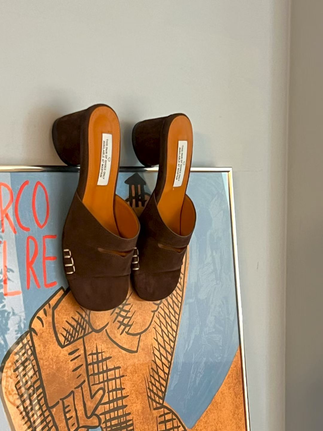 SH6121 麂皮銀扣高跟拖鞋 *足碼*