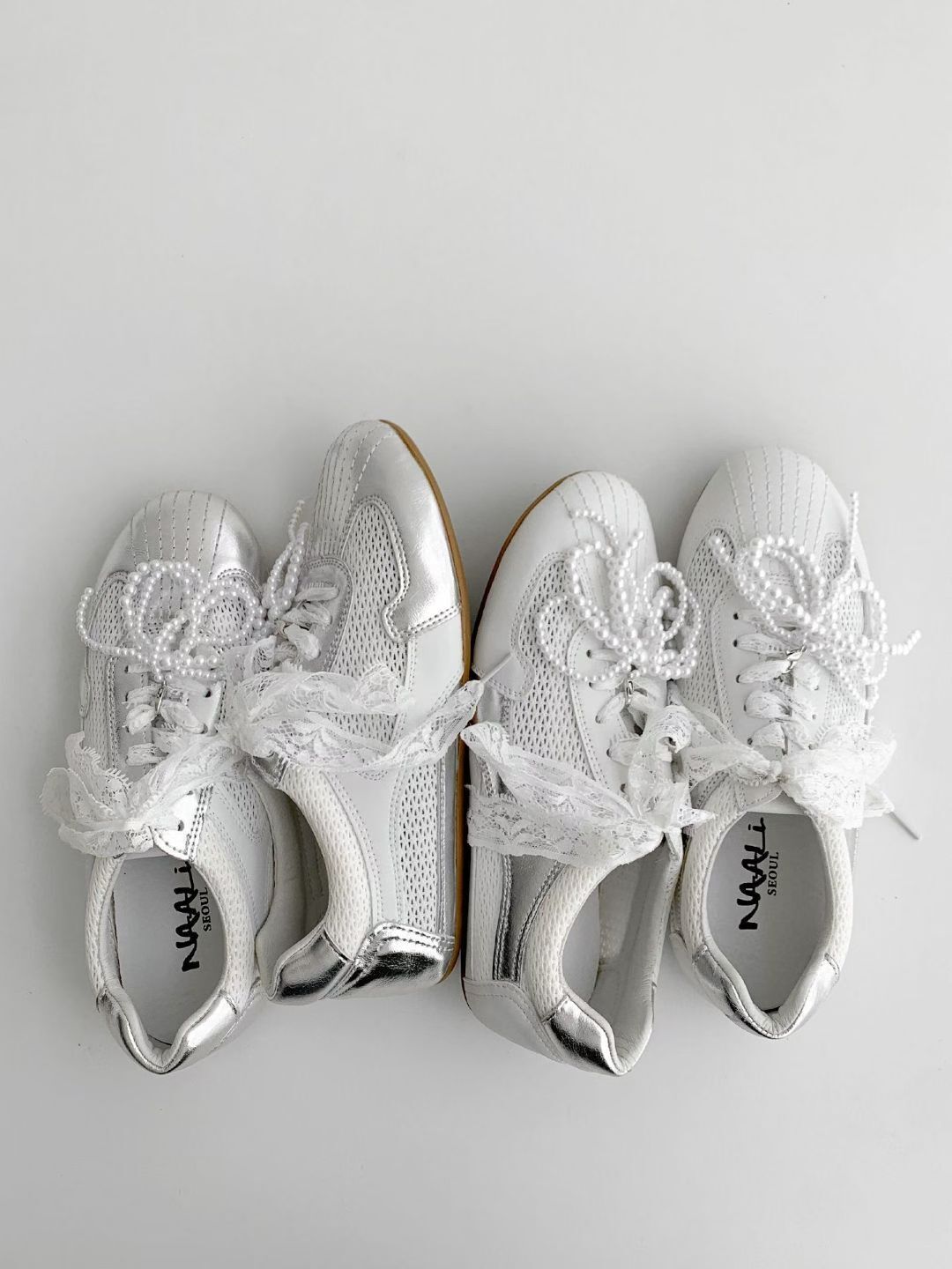 SH6128 真皮珍珠蕾絲運動鞋 *足碼*