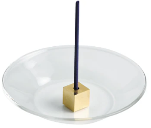 AB260425-C45-Brass Glass Plate Holder – Cube-黃銅玻璃香座（立方體）-
