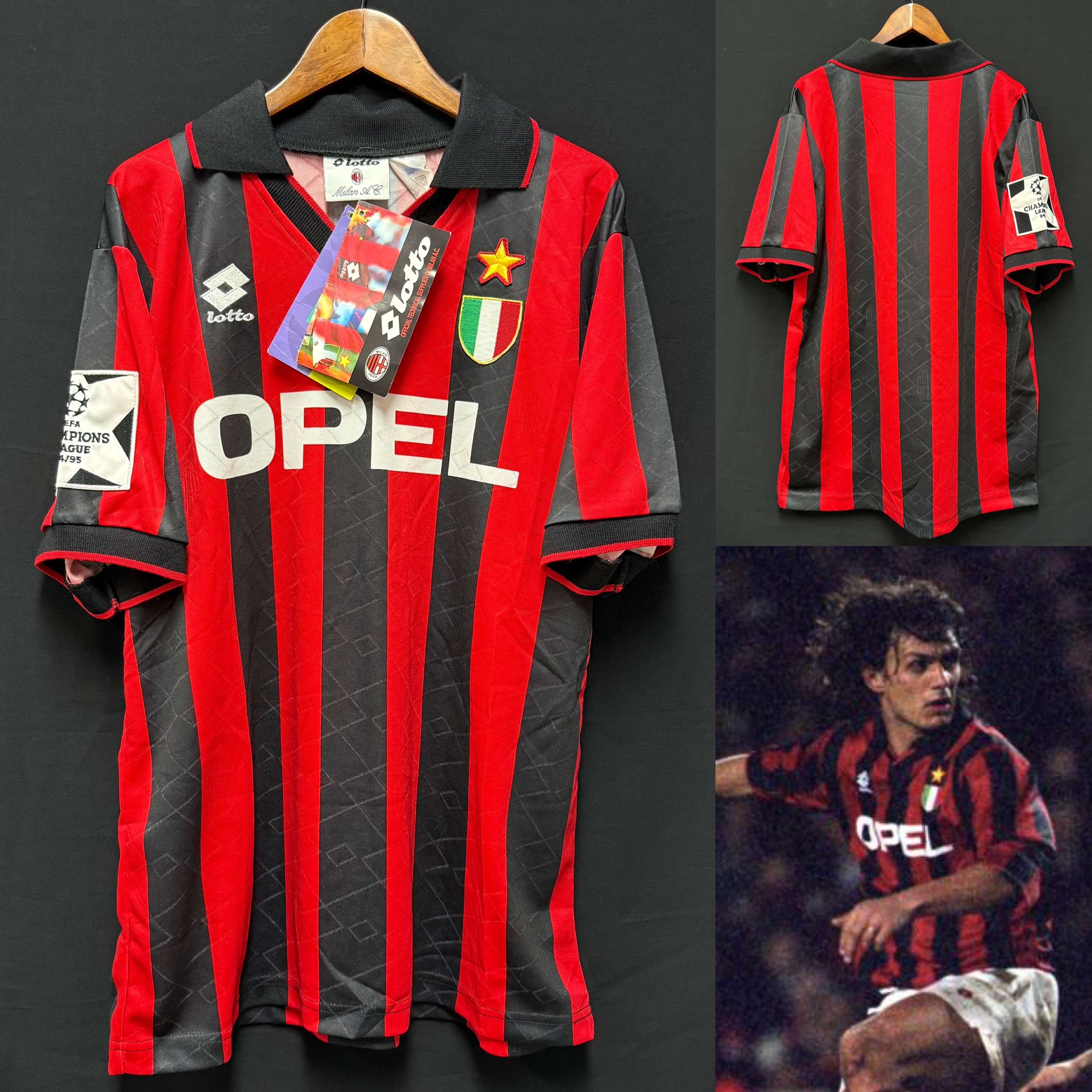 (Player Issue) AC Milan 1994-1995 UEFA Champions League Lotto Home Player Issue Shirt
