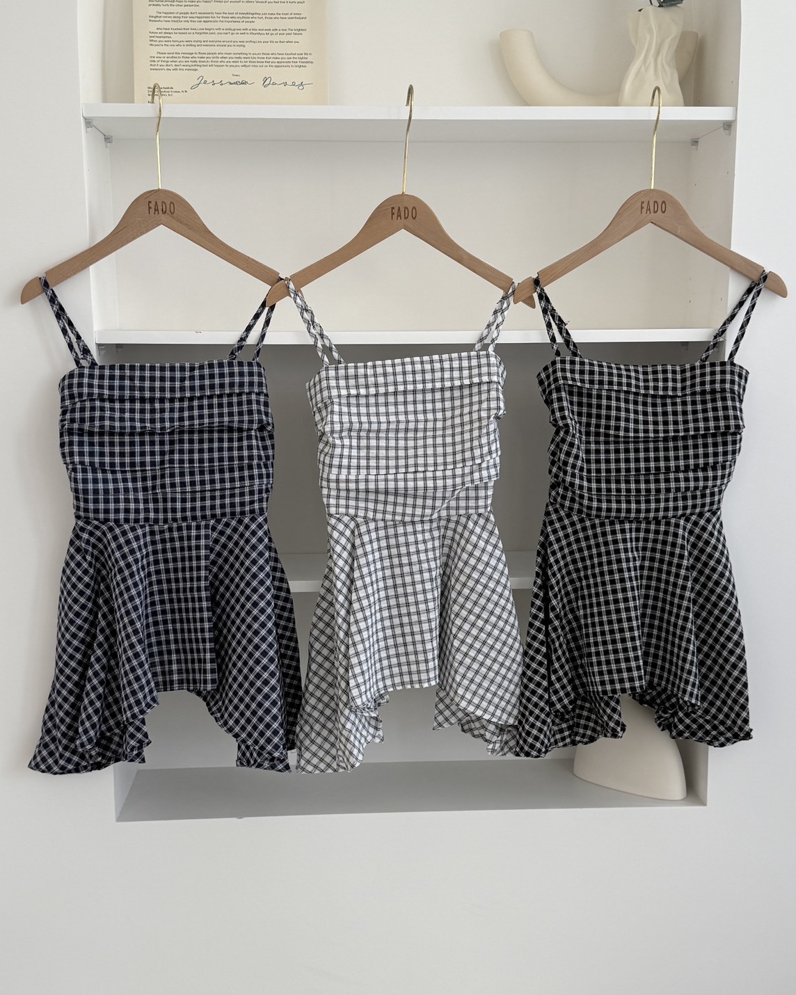 法朵Fado shop｜格紋不規則吊帶背心 1705015 三色