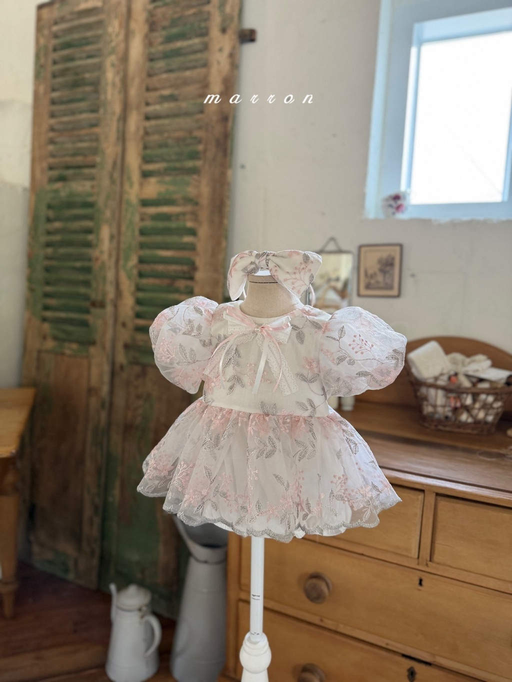 正韓夏marron 嫩嬰兩色渲染花園包屁裙