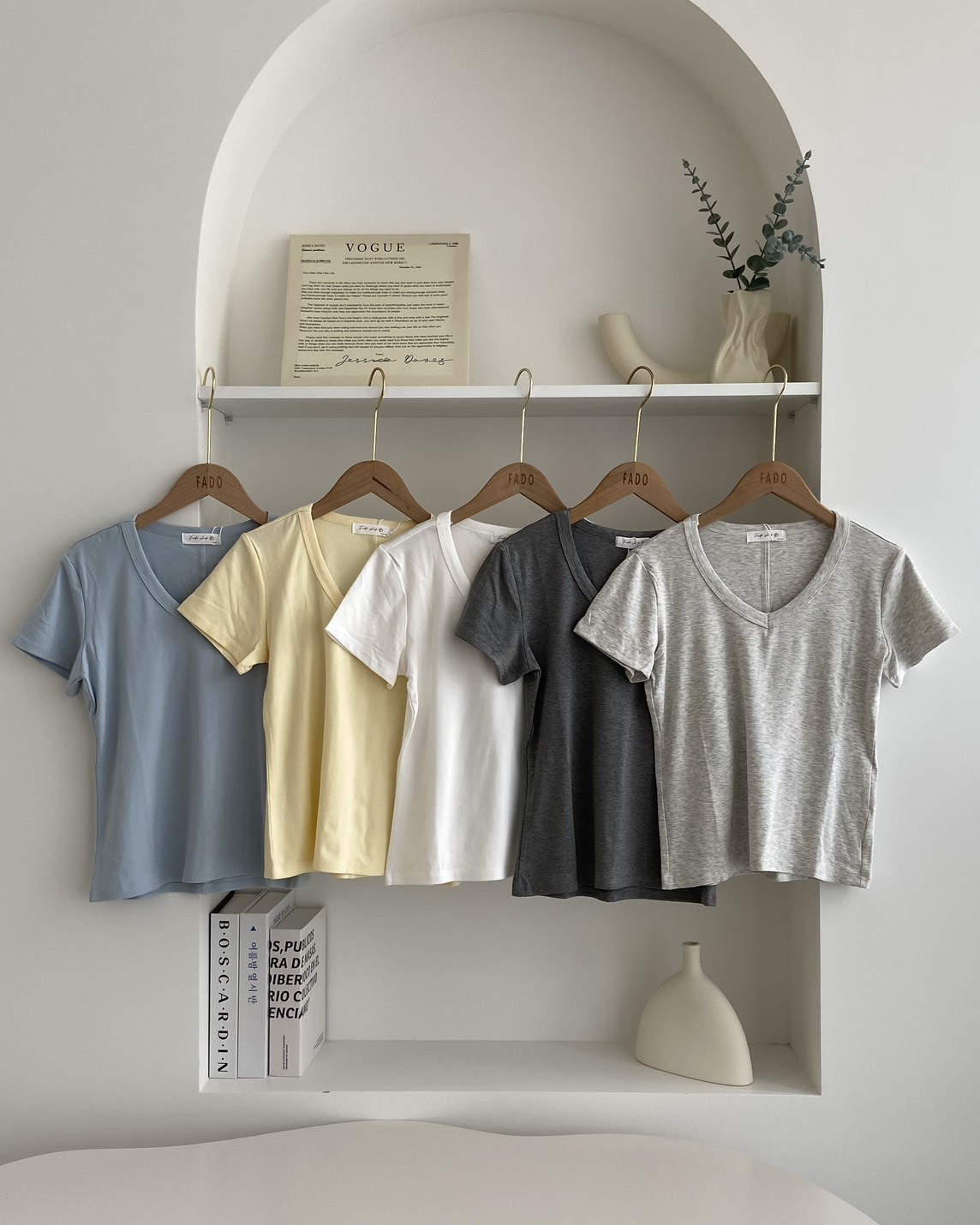 法朵Fado shop｜V領簡約棉短T 021B094 五色