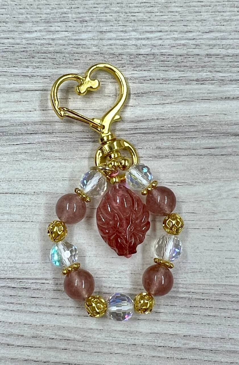 [S] GEMZ & CO ZBB STRAWBERRY QUARTZ NTF BAG CHARM, C72 (C72)