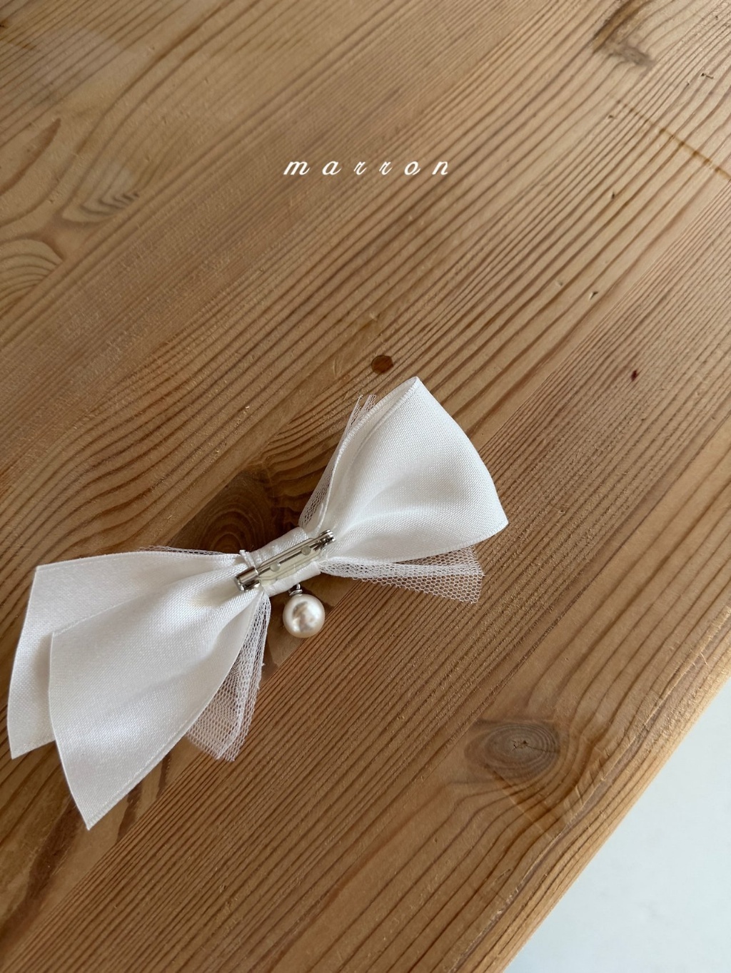 正韓夏marron 珍珠蝴蝶結別針