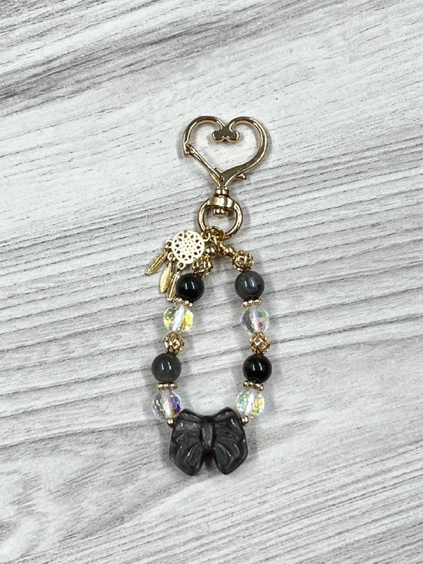 [S] GEMZ & CO ZBB OBSIDIAN RIBBON BAG CHARM, C76 (C76)