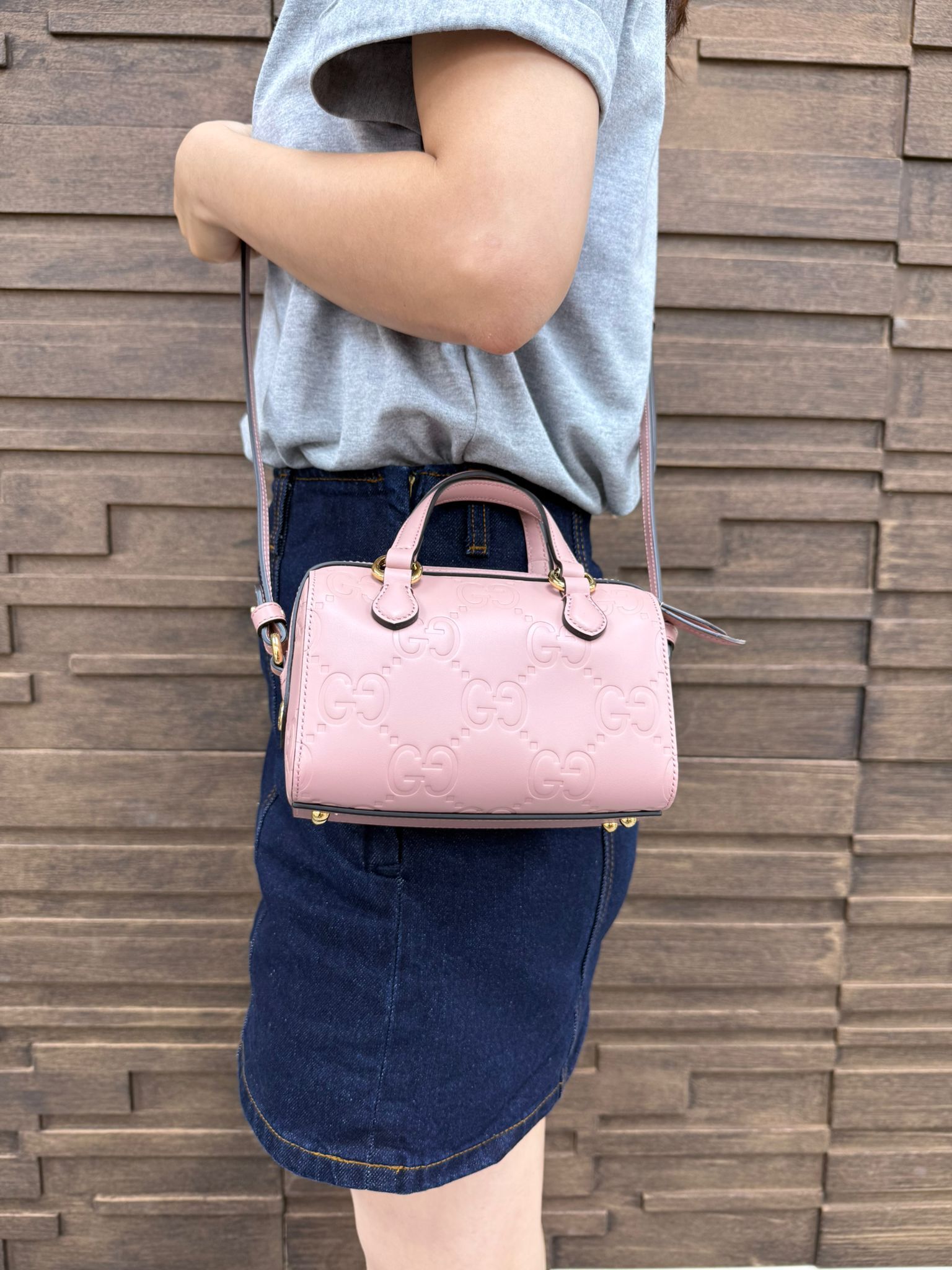 LYS01661 Gucci GG Super Mini波士頓袋粉色