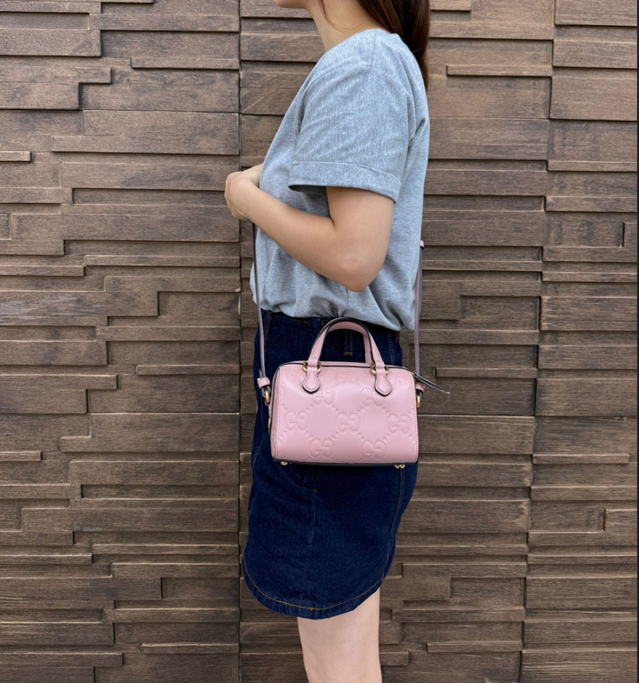 LYS01661 Gucci GG Super Mini波士頓袋粉色