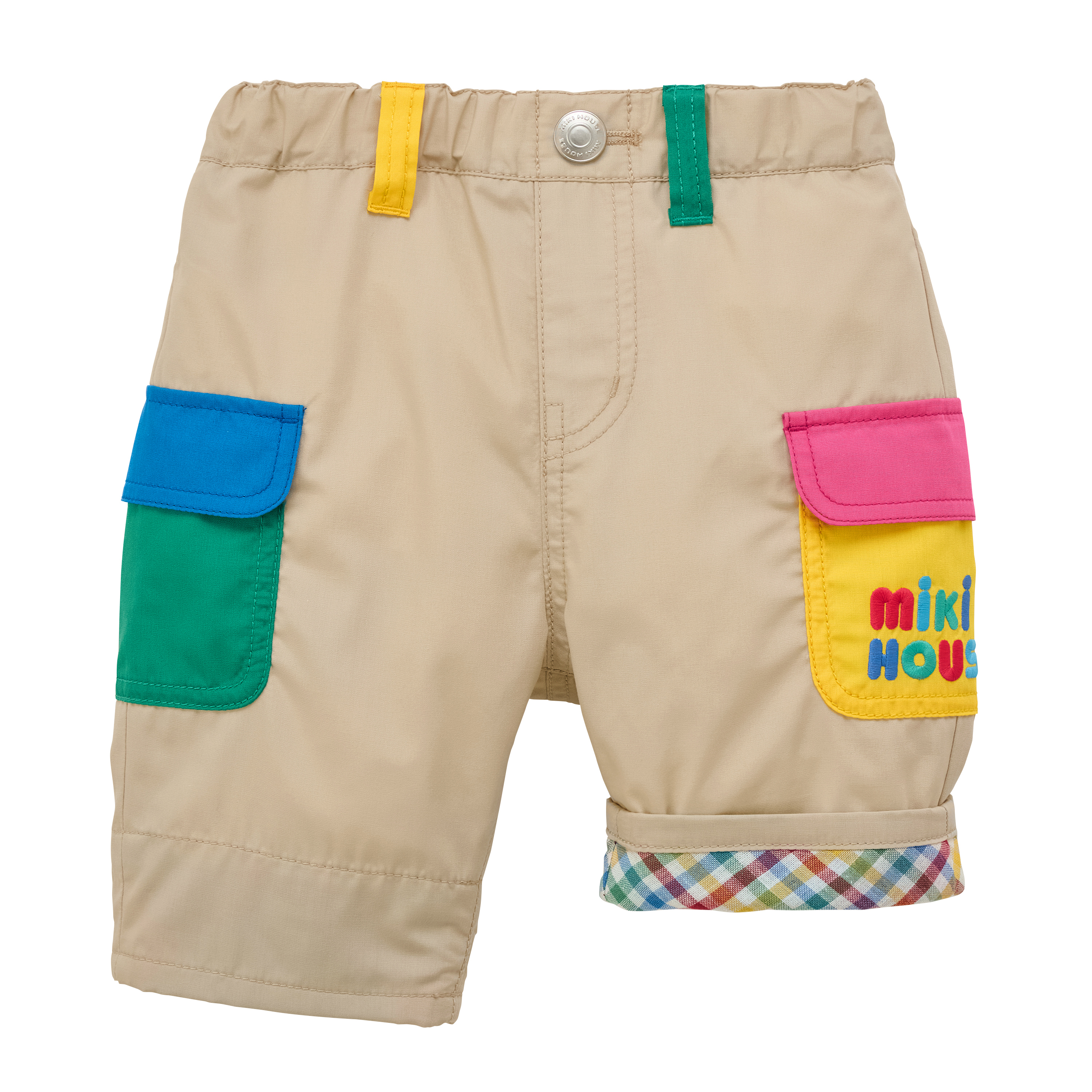 多色拼接七分褲-淺褐色