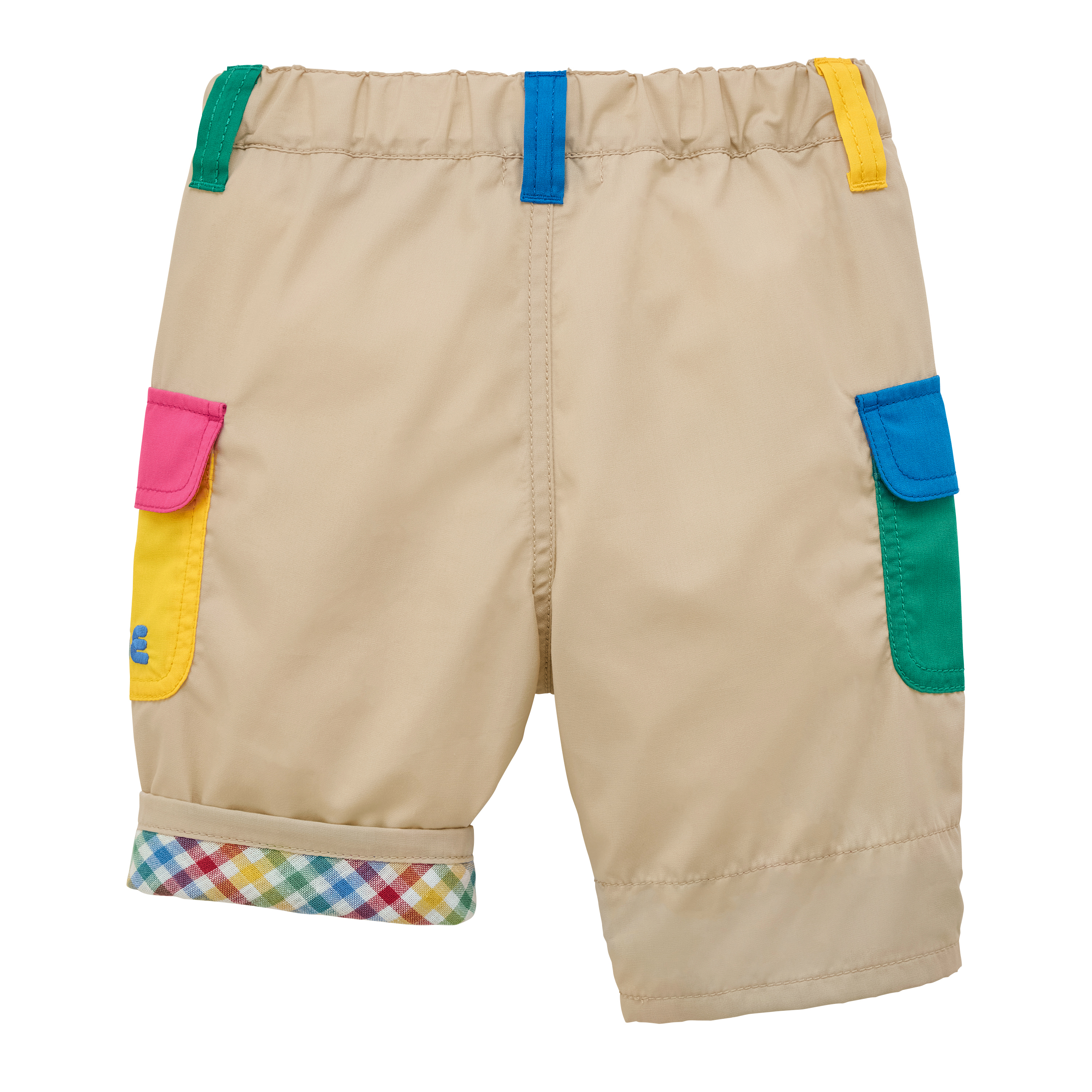 多色拼接七分褲-淺褐色