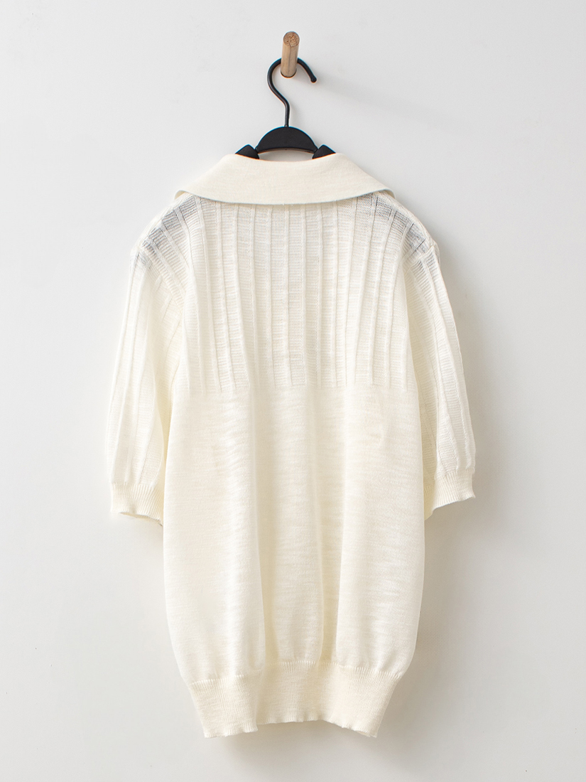 日系慵懶風開襟V領透織竹節感針織上衣