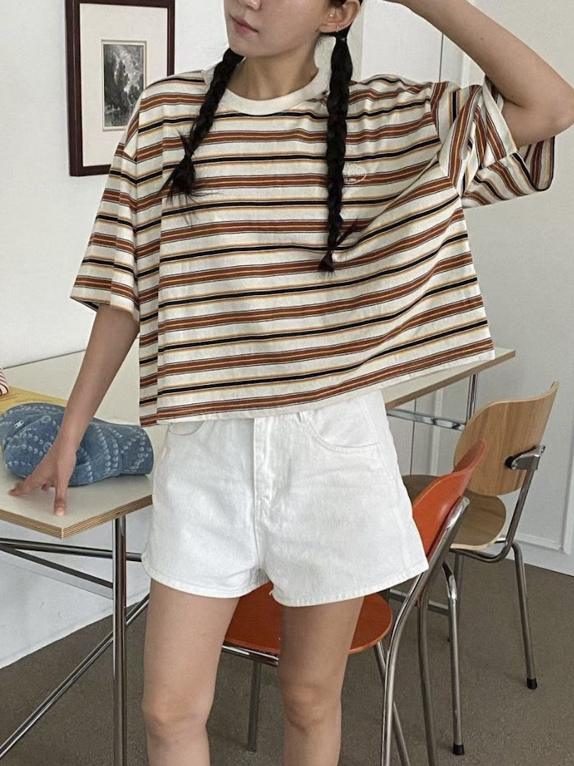 怎麼搭都不會出錯★夏日清新條紋寬鬆T恤