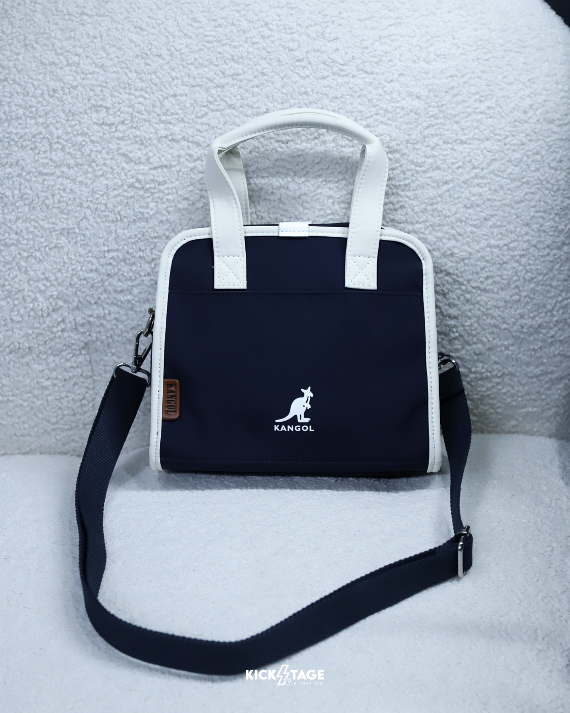 KANGOL PANTS 藍色 英國 休閒 輕量 拉鍊 可調節 手提包 吐司包 小方包 側背包【6625170580】