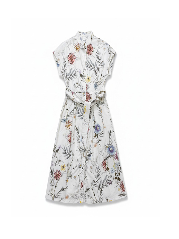 Eleventy  印花綁帶落肩洋裝