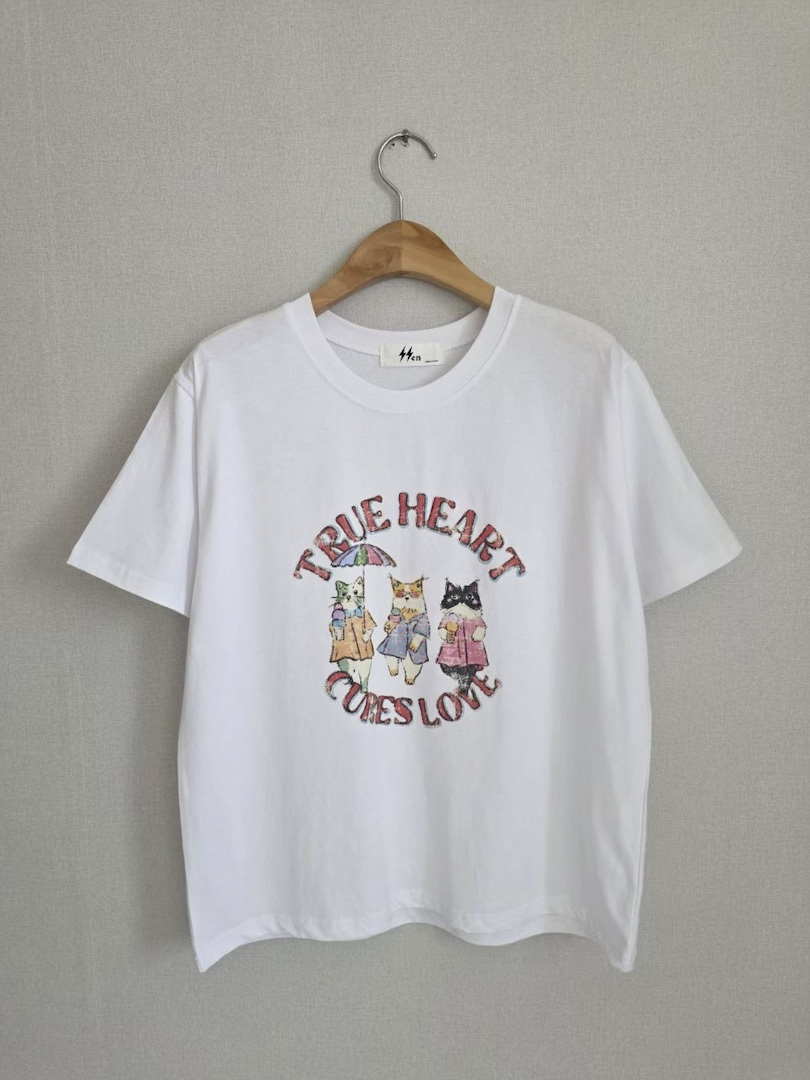 寬鬆百搭日常穿搭系列★療癒系貓咪插畫T恤
