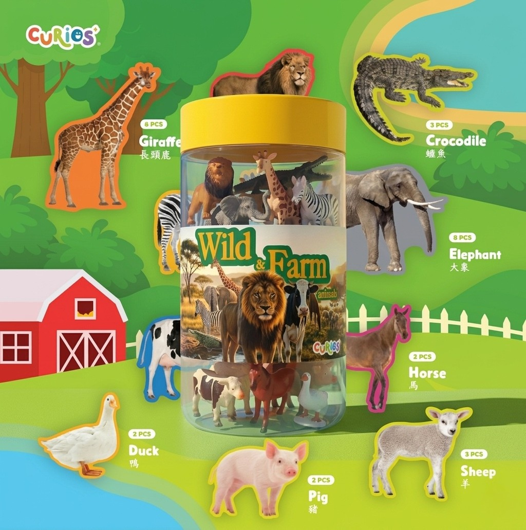 Curios®️野生農場動物模型 (一筒10隻)