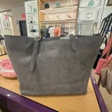 [S] KATE SPADE HARE GREY KM714 454 SUEDE MIXED MAT LARGE TOTE, 196021680182 (SKS1739)