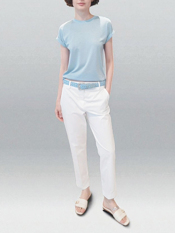 Eleventy  金蔥圓領T恤(灰藍)