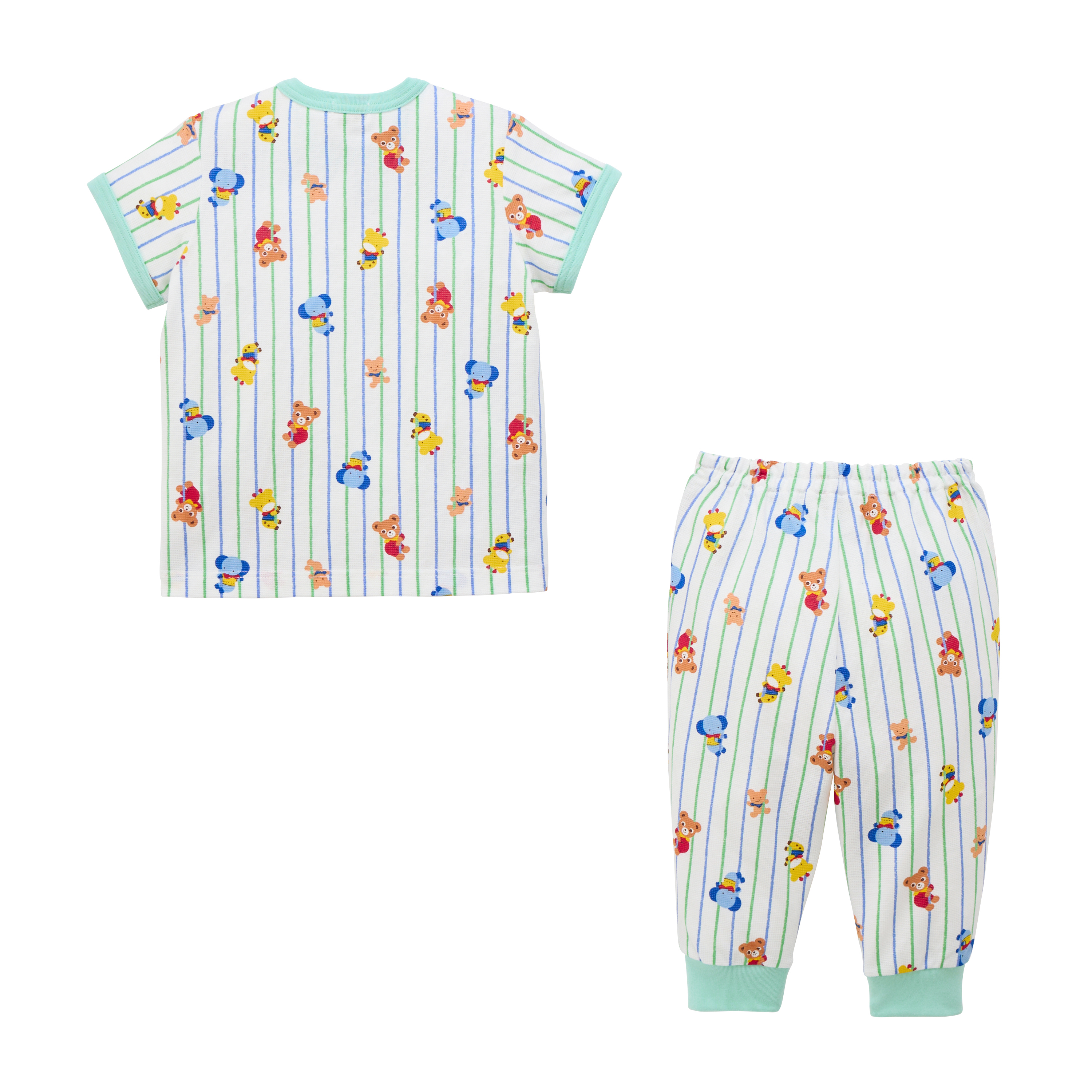 普奇熊與動物們-PUREVEIL針織睡衣組-冰綠色