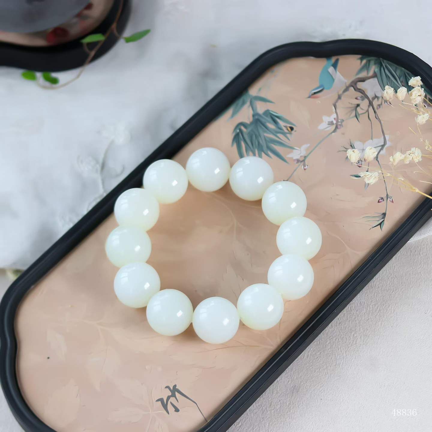 和田玉大珠手串 (20mm直徑),天然和田玉軟玉