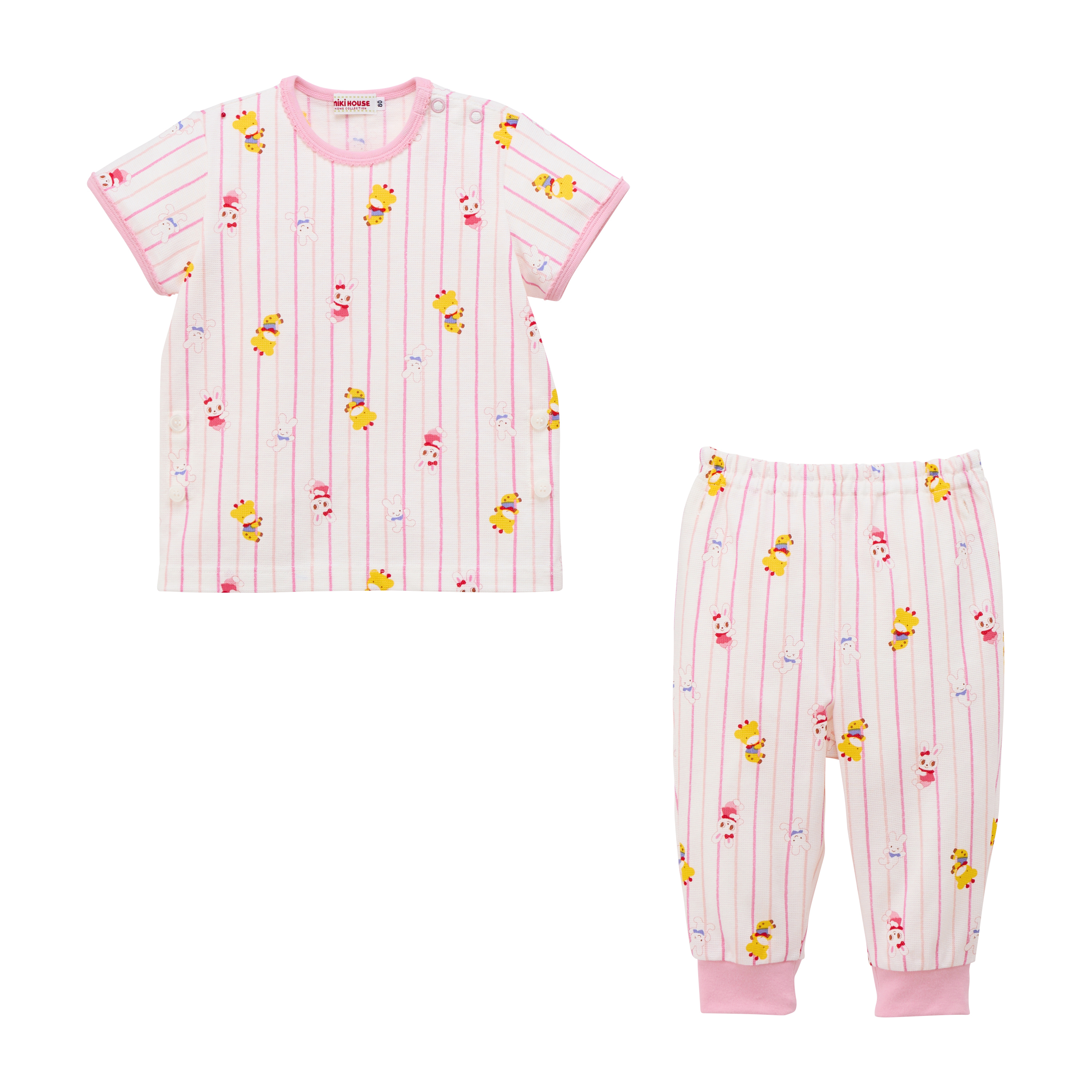 舞颯兔與動物們-PUREVEIL針織睡衣組-粉色