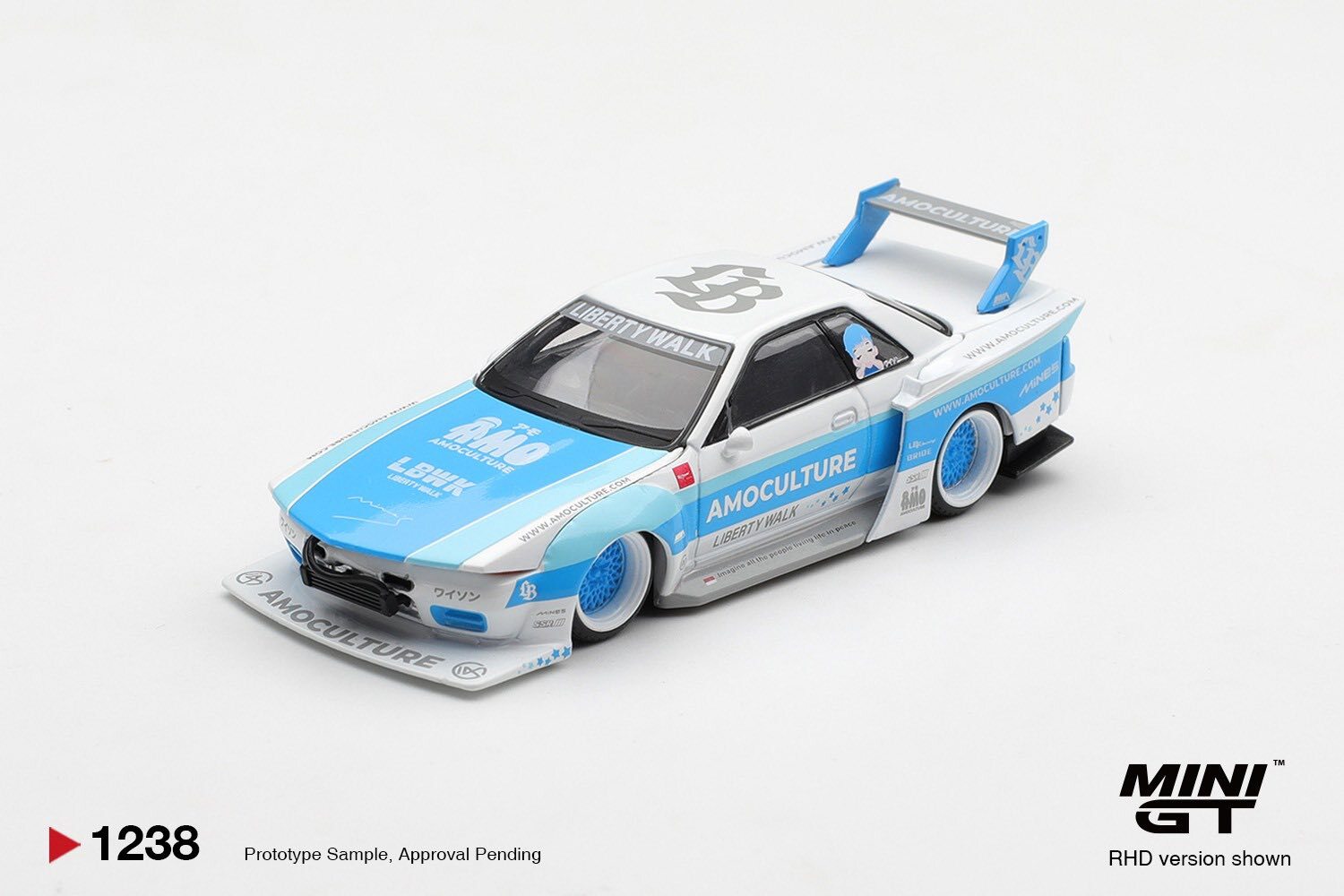 預訂:1/64 MINI GT Nissan Skyline GT-R (R32)  LBWK Kaido Works AMOCULTURE (MGT01238-R)