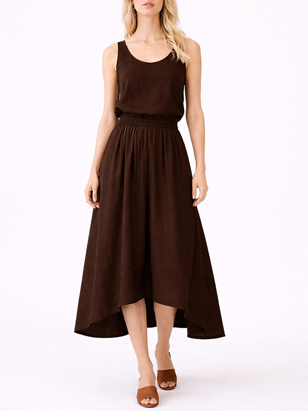 TELA  腰鬆緊圓裙(深咖)