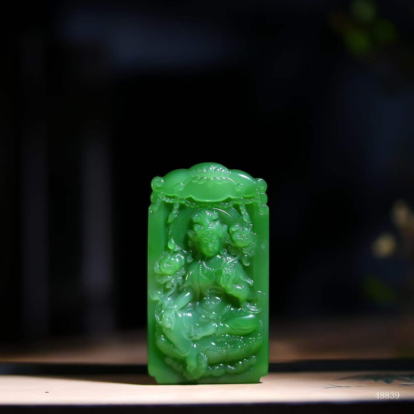 和田玉蓮華·度母頌,天然和田玉軟玉