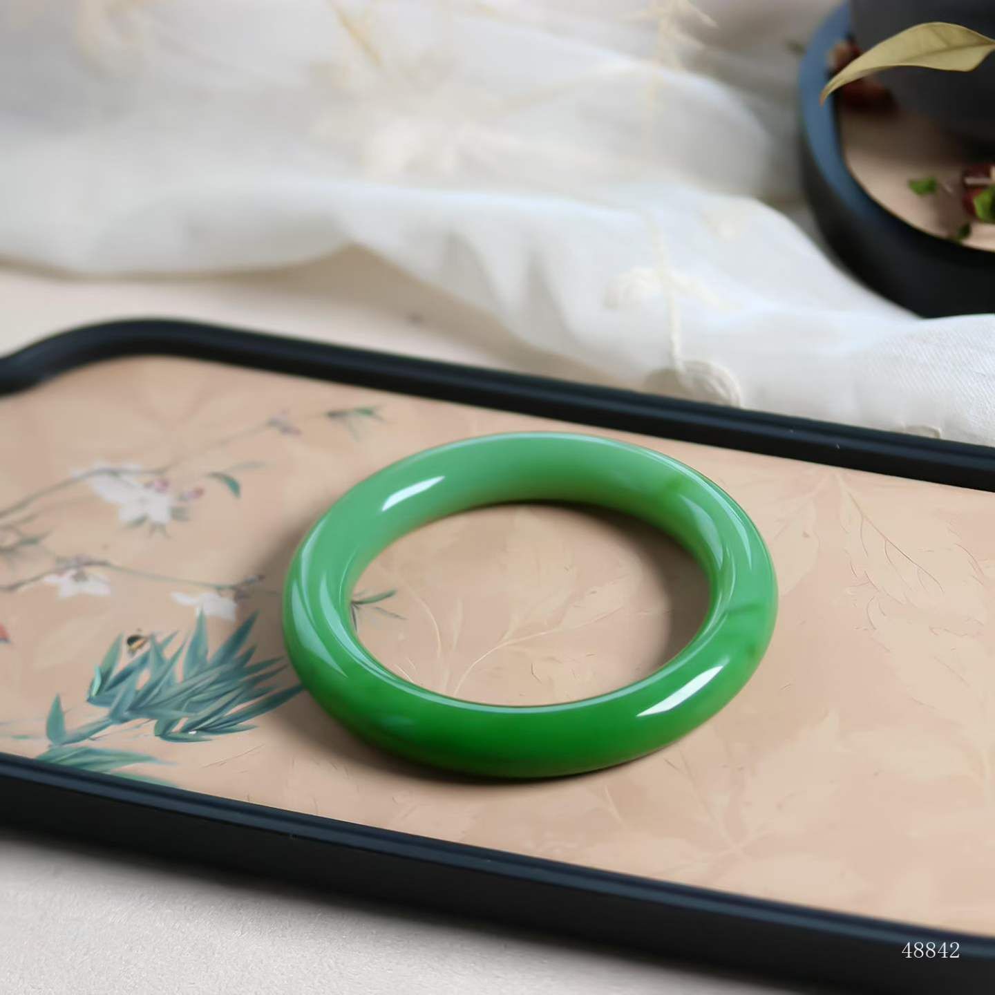 414159 56mm和田玉碧玉圓條手鐲 (54-56)