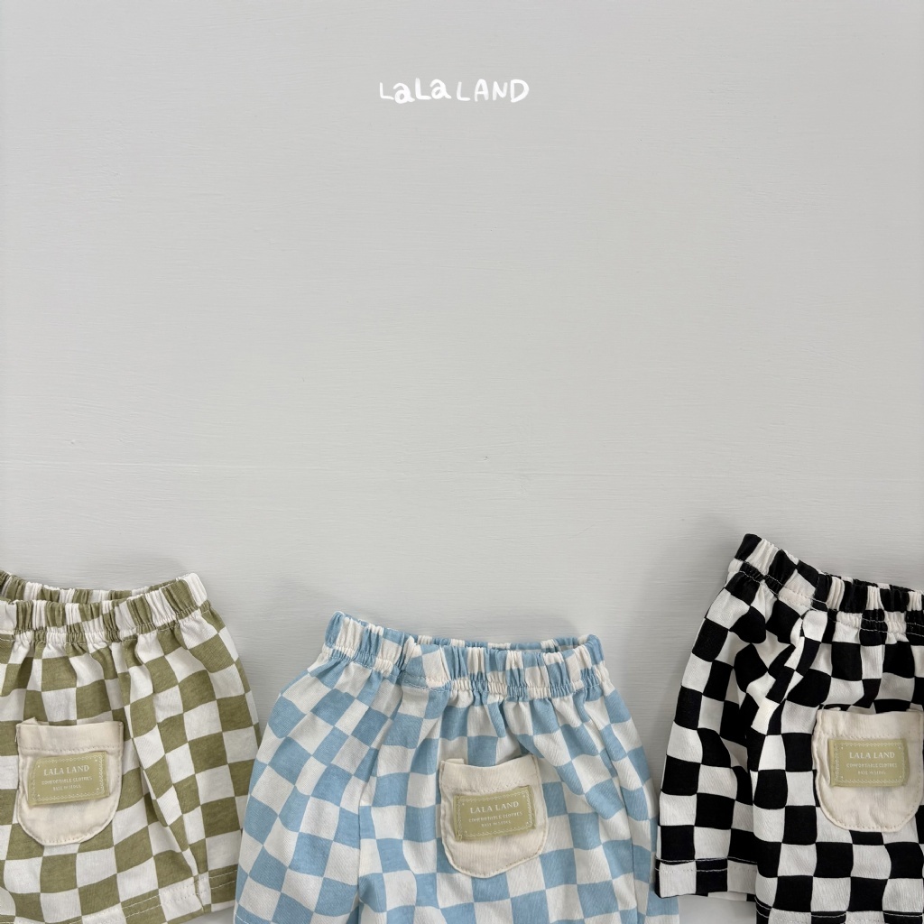韓國🇰🇷LALA LAND 棋盤格口袋短褲(5M-18M)