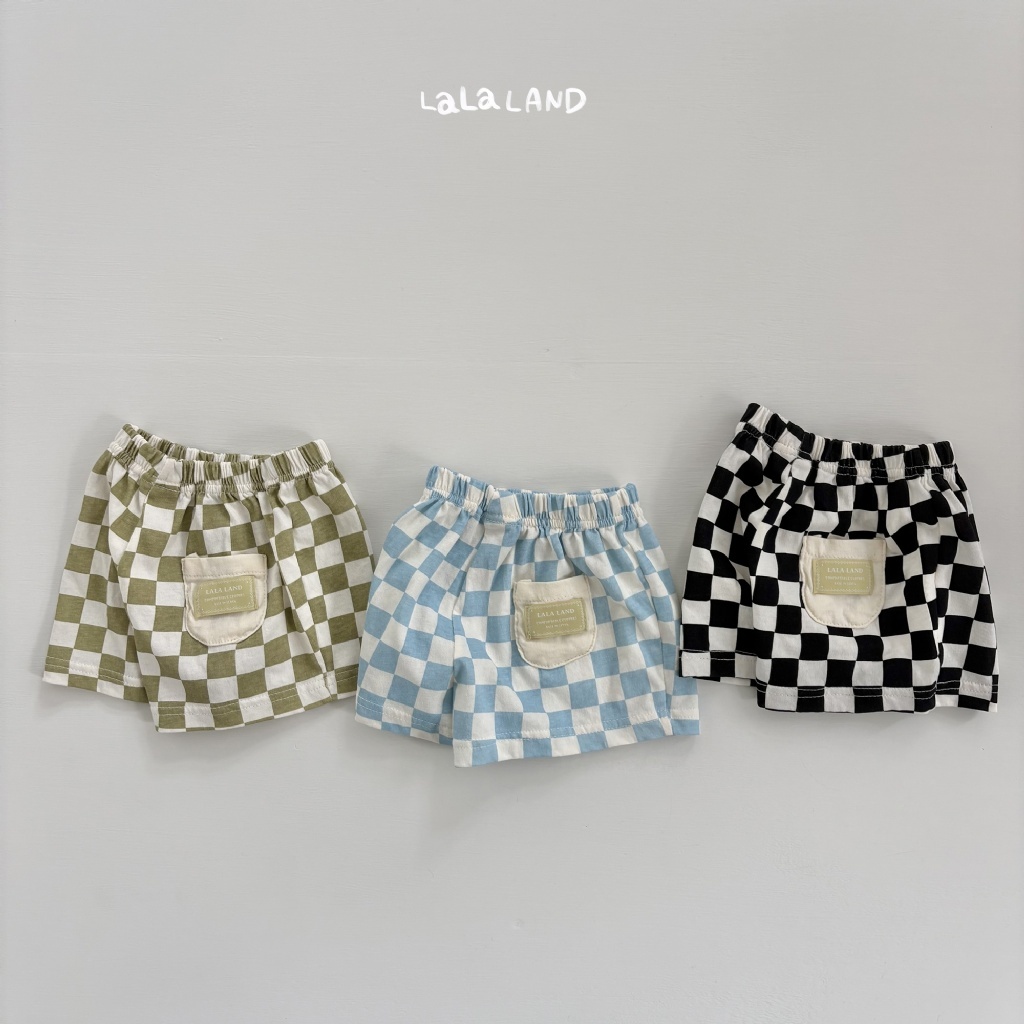 韓國🇰🇷LALA LAND 棋盤格口袋短褲(5M-18M)