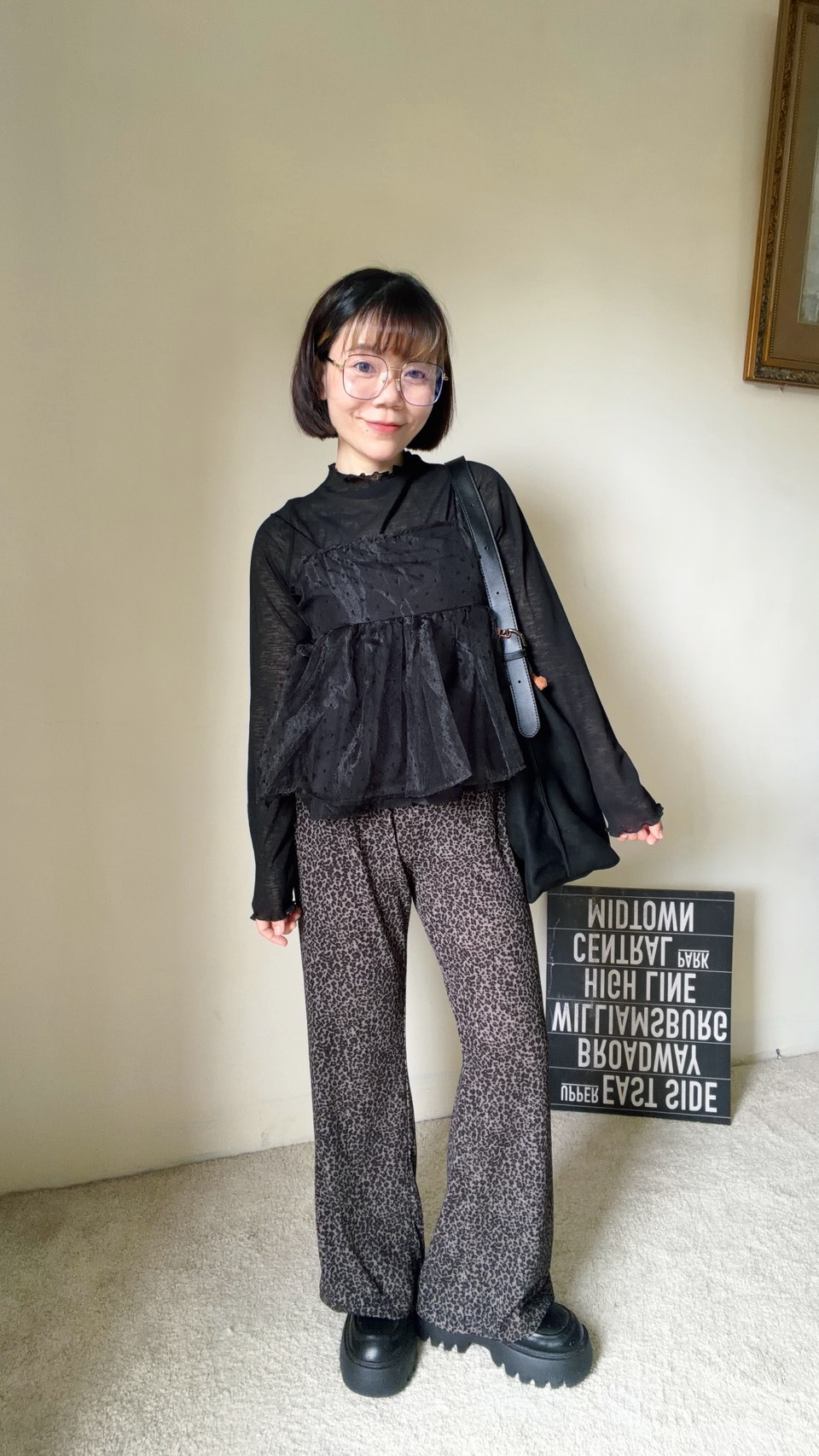 超涼感豹紋喇叭褲(現貨