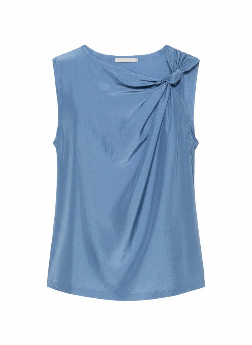 TELA  左肩抓皺絲背心