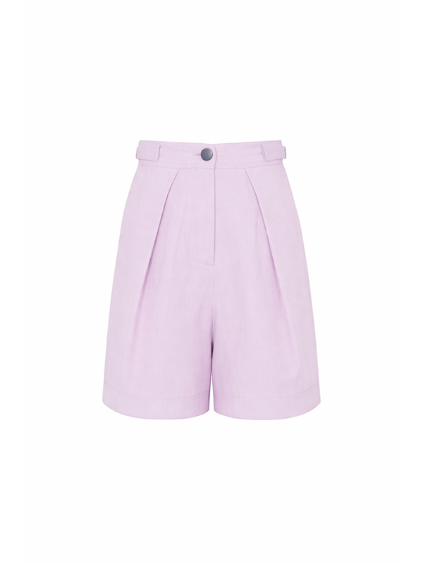 TELA  腰釦環五分褲(淺紫)