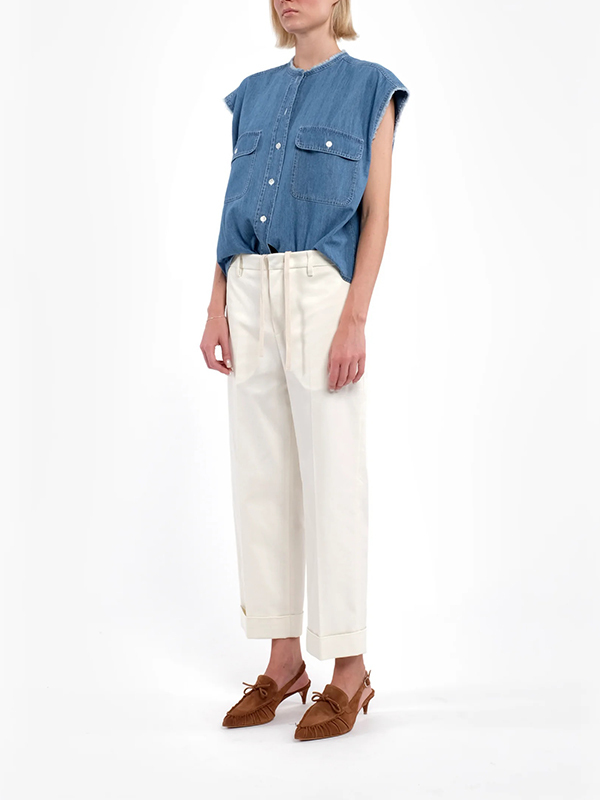 TELA  鬚邊排釦牛仔背心