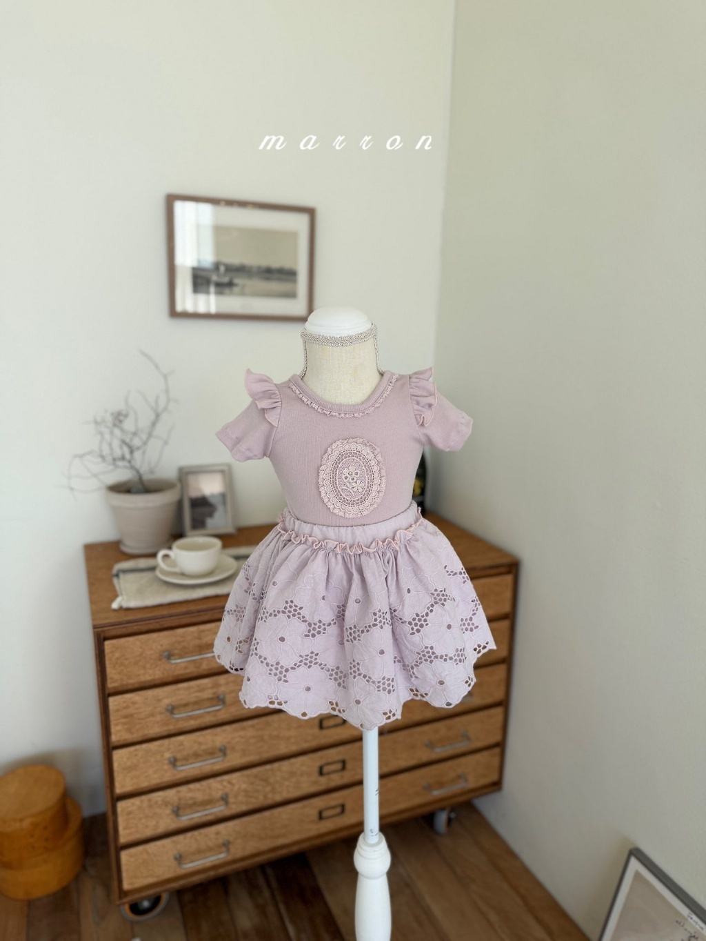 正韓夏Marron 小童兩色英式復古上衣
