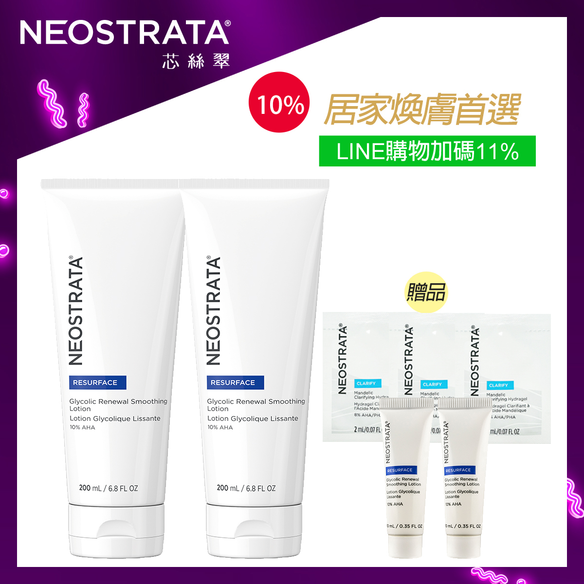 (2入77折 獨家加碼LINE POINTS 11%回饋)NeoStrata 芯絲翠 果酸活膚修護乳液200ml(10%甘醇酸)