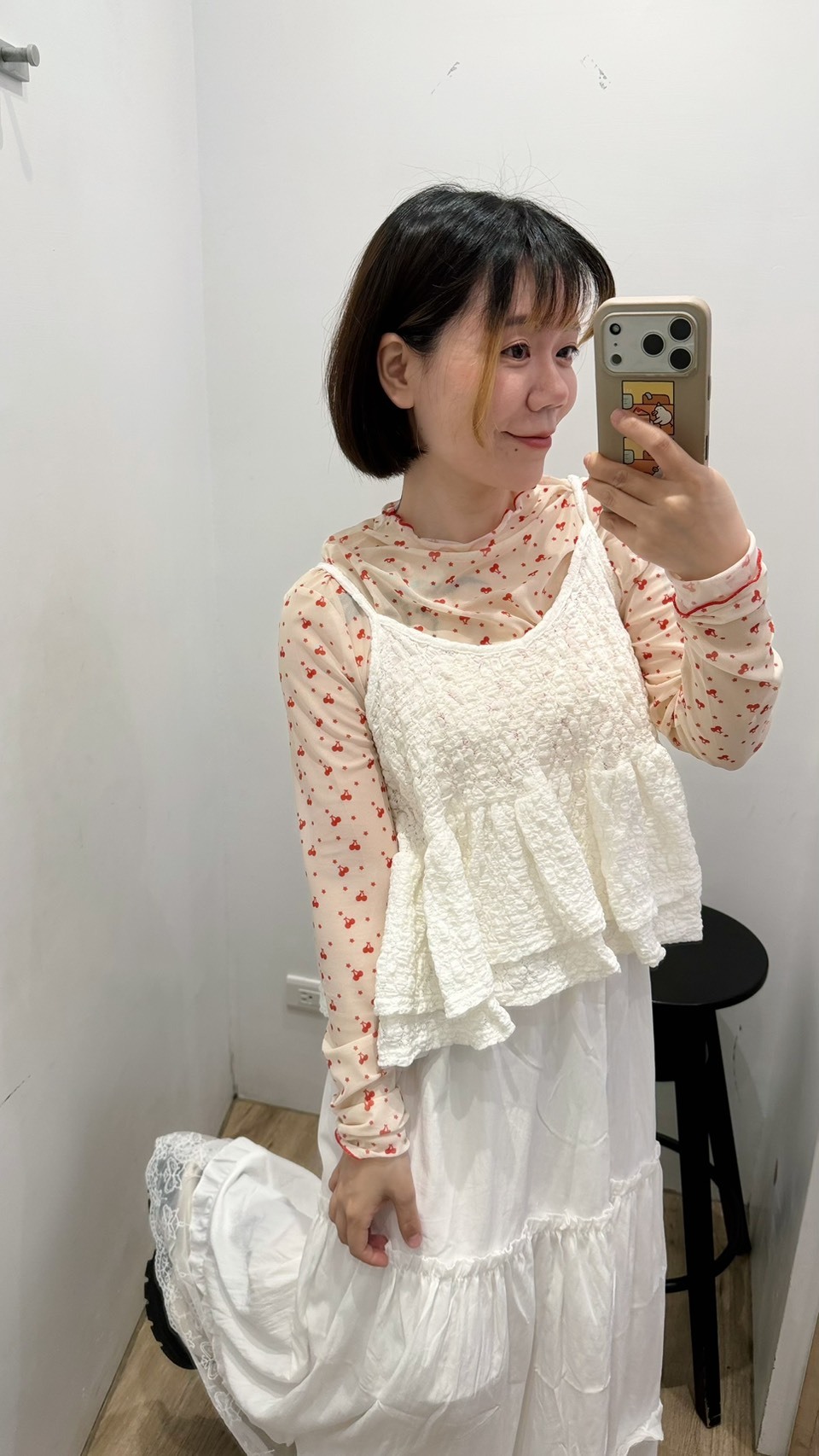 櫻桃點點可愛透膚打底衣(預購中)