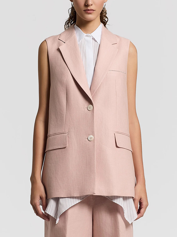 PESERICO 亞麻輕結構西裝背心外套