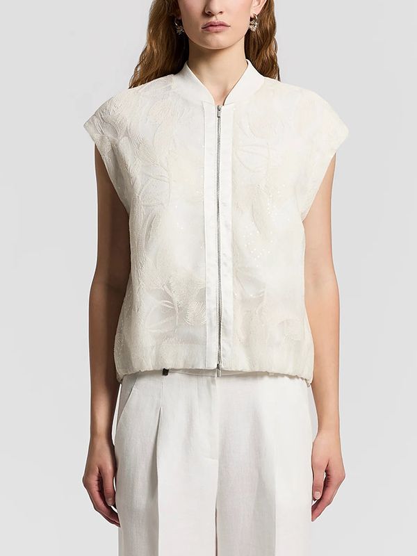 PESERICO 空氣感刺繡歐根紗背心