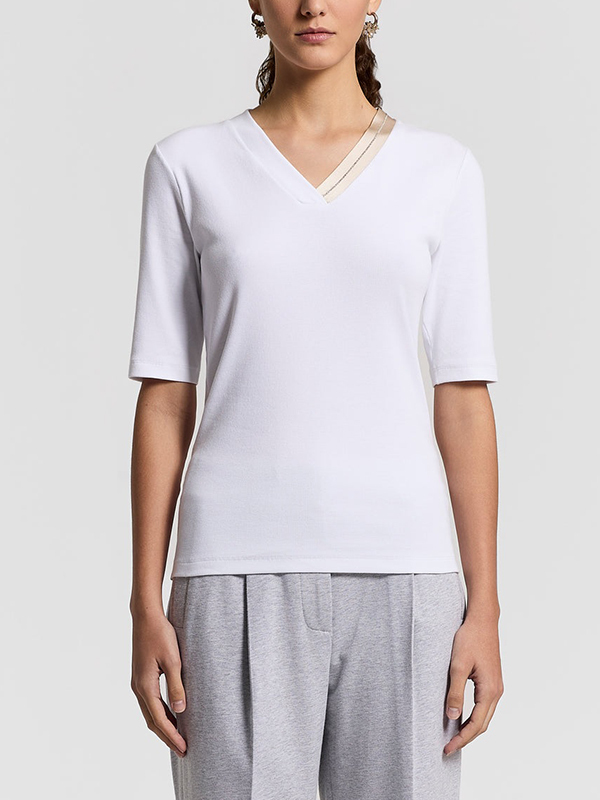 PESERICO V領金邊T恤