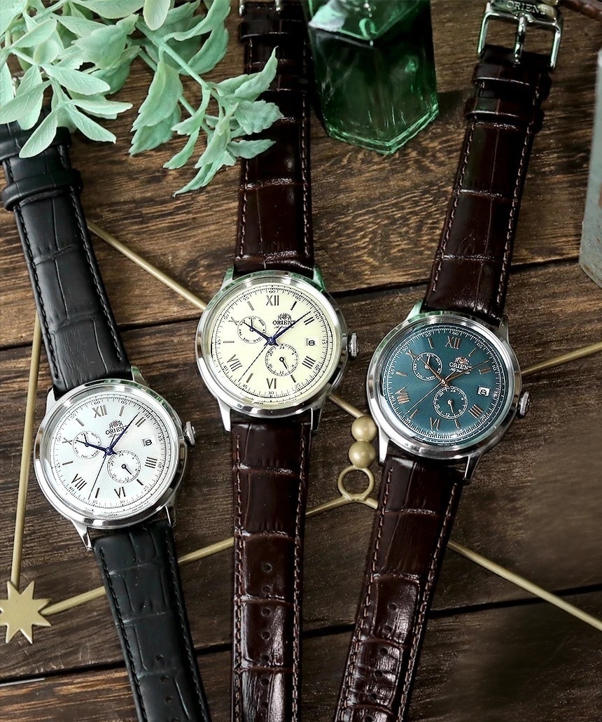 Orient 東方 Bambino  40.5mm 白色 RN-AK0701S / RA-AK0701S，象牙色 RN-AK0702Y / RA-AK0702Y，綠色 RN-AK0703E 機械經典款真皮錶帶腕錶