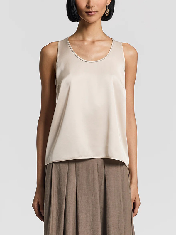 PESERICO 微光鑽飾絲緞背心