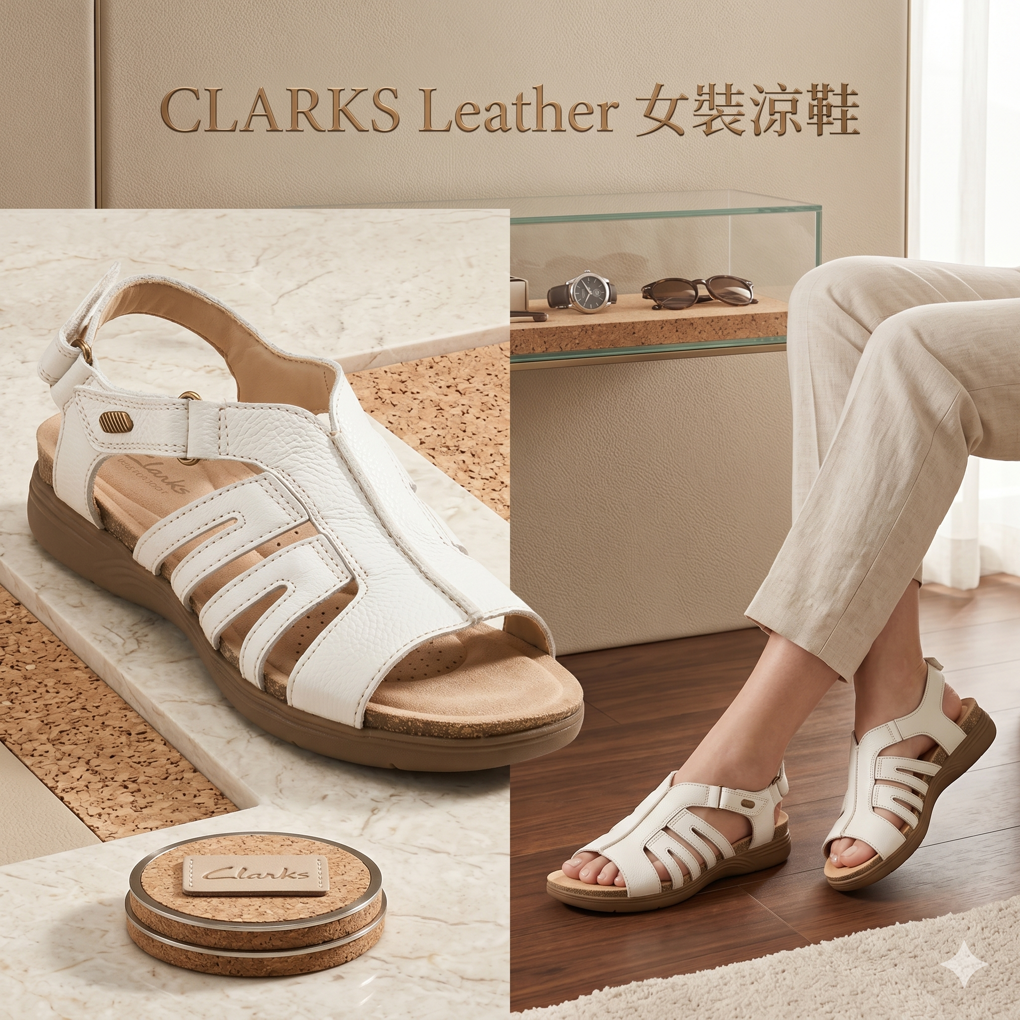【預購】H042865 CLARKS Leather 女裝涼鞋